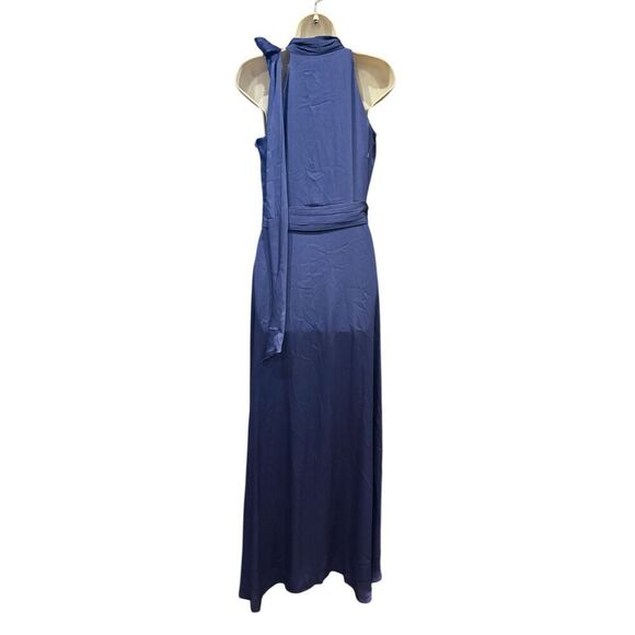 Sachin & Babi KAYLA GOWN Tie Neck Maxi Crinkle Dress in DEEP COBALT NWOT Size 0 - Picture 6 of 7